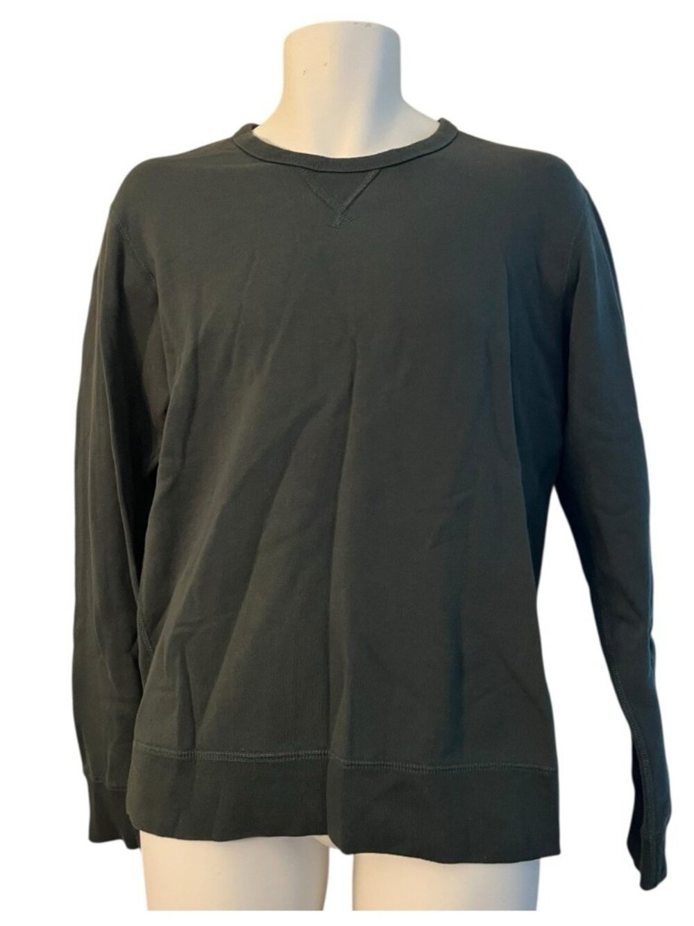 Mens Medium Dark Green Pullover Crewneck Long Sleeve Sweatshirt New Uniqlo